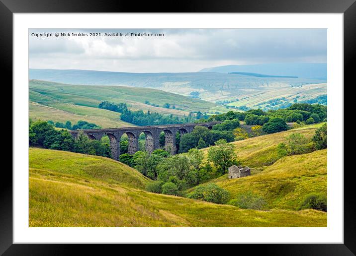 Dent Viaduct and barn Yorkshire Dales  Framed Mounted Print by Nick Jenkins