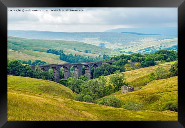 Dent Viaduct and barn Yorkshire Dales  Framed Print by Nick Jenkins