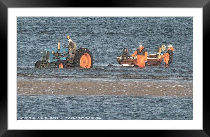 Tractor On The Beach At Seaton Deleval Framed Mounted Print by Kevin Maughan