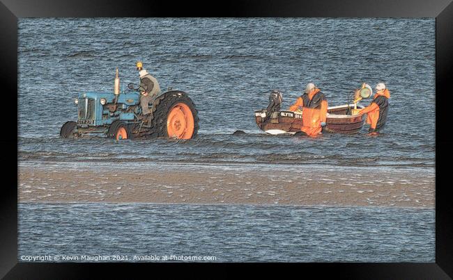 Tractor On The Beach At Seaton Deleval Framed Print by Kevin Maughan