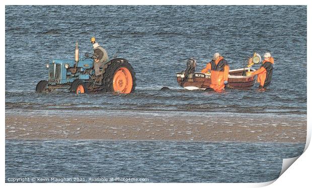 Tractor On The Beach At Seaton Deleval Print by Kevin Maughan