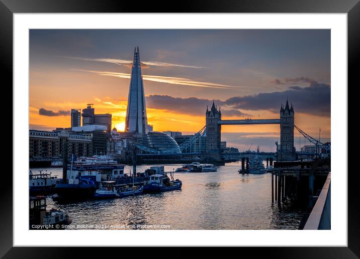 Sunset from Wapping Framed Mounted Print by Simon Belcher
