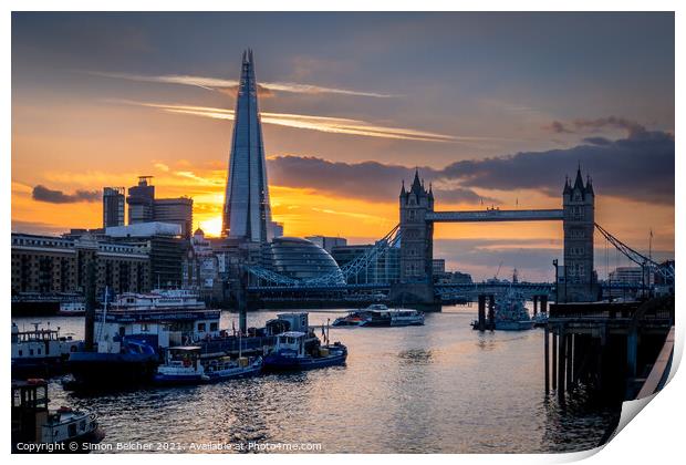 Sunset from Wapping Print by Simon Belcher