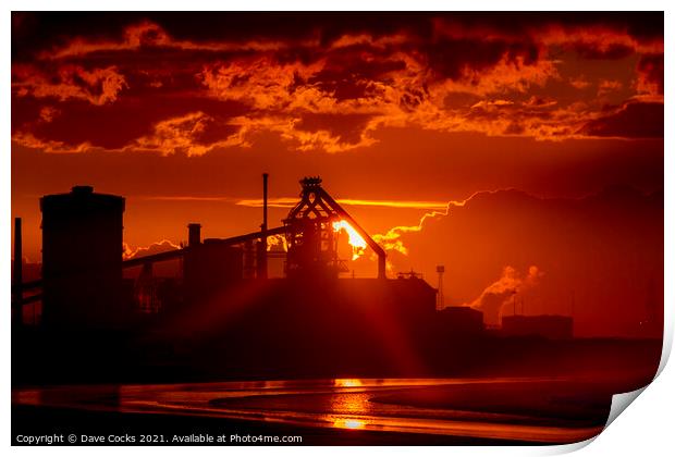 Redcar Blast Furnace at sunset Print by Dave Cocks