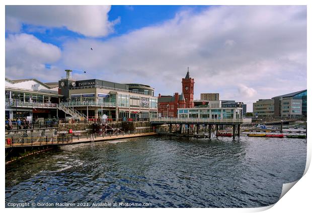Cardiff Bay Waterfont South Wales Print by Gordon Maclaren