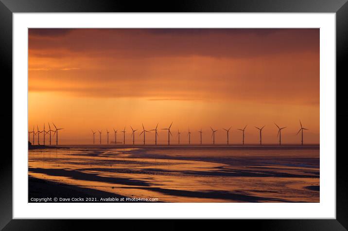 A sunset over the Teesside wind farm Framed Mounted Print by Dave Cocks