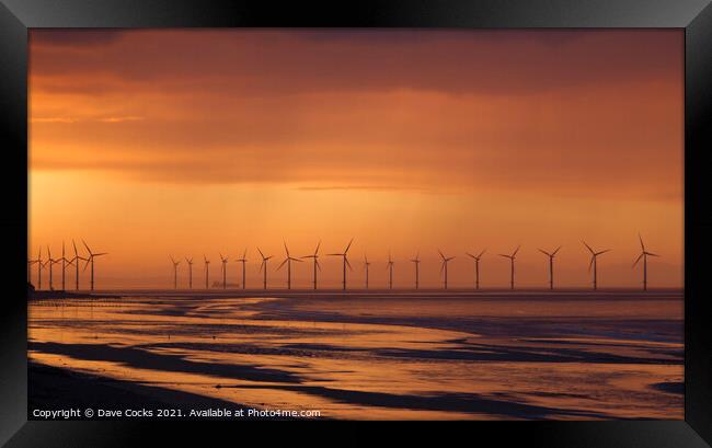 A sunset over the Teesside wind farm Framed Print by Dave Cocks