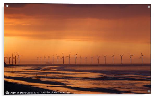 A sunset over the Teesside wind farm Acrylic by Dave Cocks