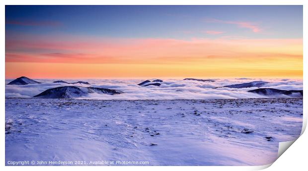 Snowdonia inversion panorama. Print by John Henderson