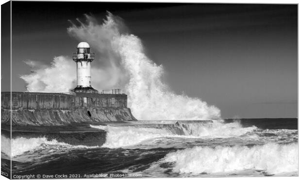 Stormy seas at the lighthouse  Canvas Print by Dave Cocks