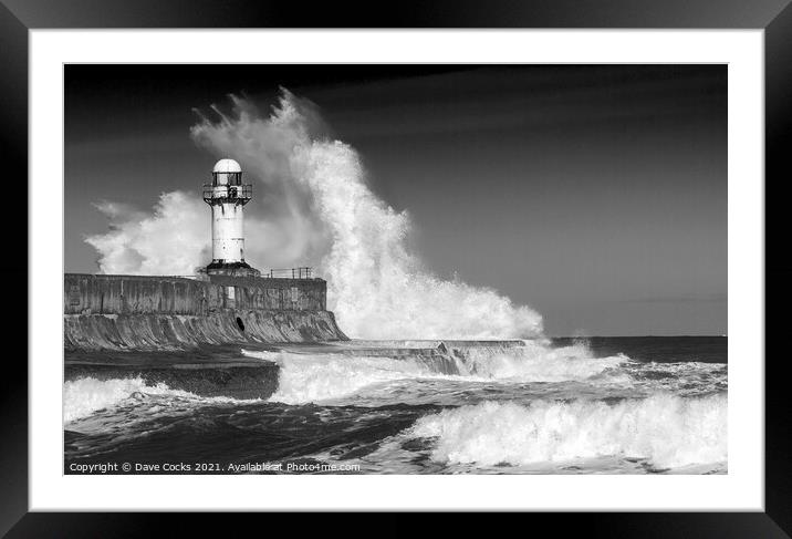 Stormy seas at the lighthouse  Framed Mounted Print by Dave Cocks