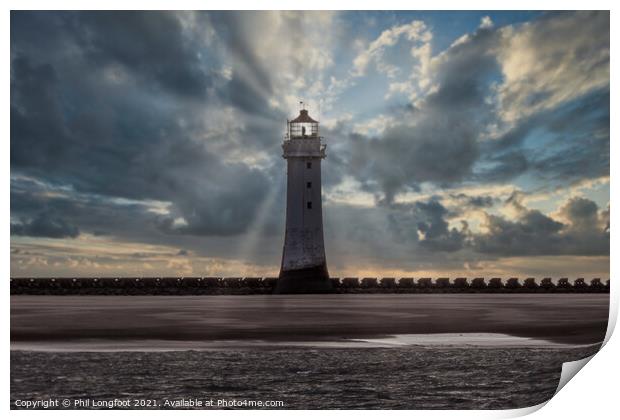 New Brighton Wirral as the sun sets Print by Phil Longfoot