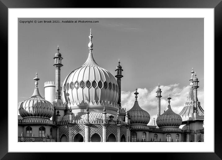 Brighton Royal Pavilion Rooftops Framed Mounted Print by Len Brook