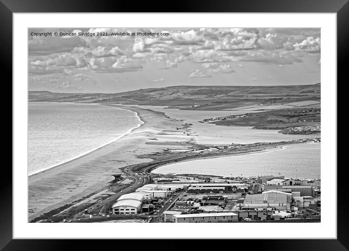 Chesil Beach black and white Framed Mounted Print by Duncan Savidge