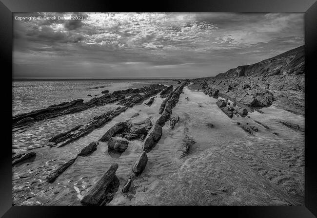 Rocks on Saunton Sands #4 (mono) Framed Print by Derek Daniel