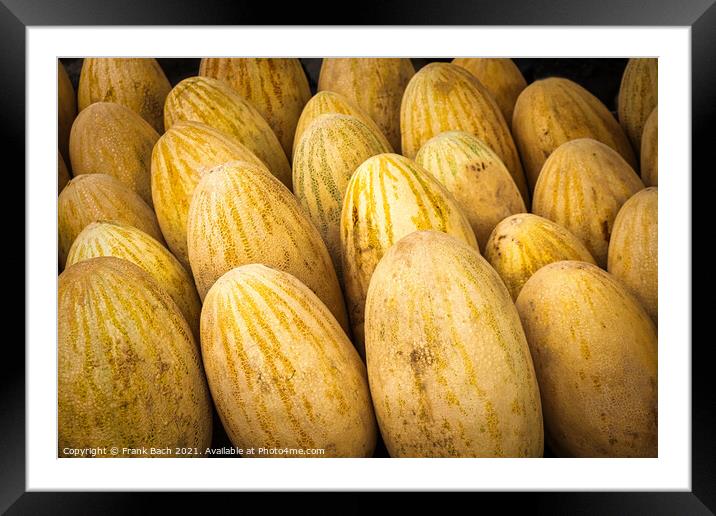 Closeup shot of yellow melons Framed Mounted Print by Frank Bach