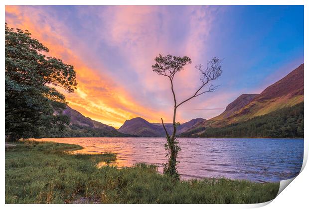 Dawn over Buttermere, 3rd September 2017 Print by Andrew Sharpe