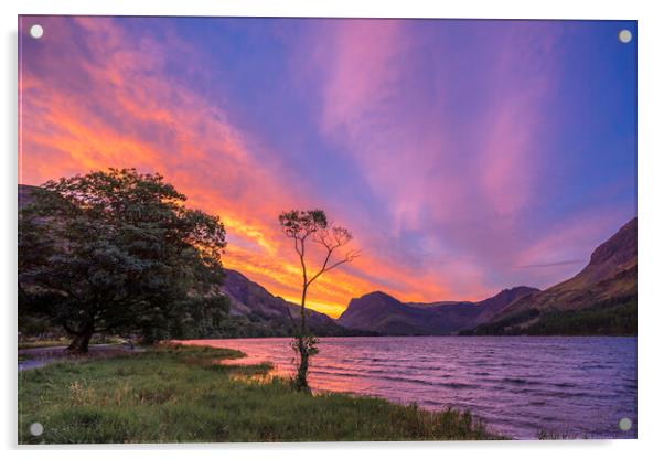 Dawn over Buttermere, 3rd September 2017 Acrylic by Andrew Sharpe
