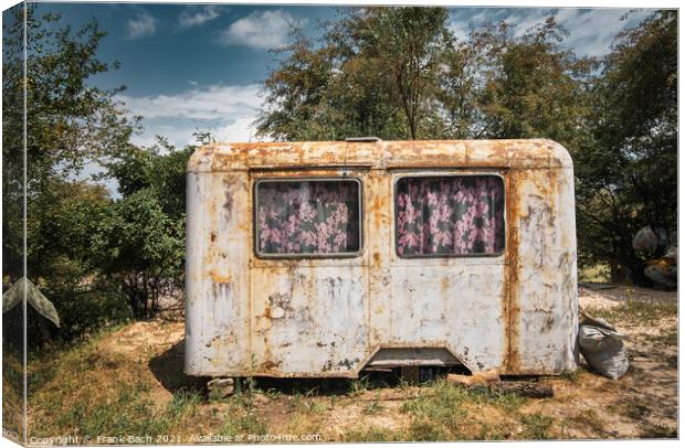 A closeup shot of a rusty wagon as a shelter Canvas Print by Frank Bach