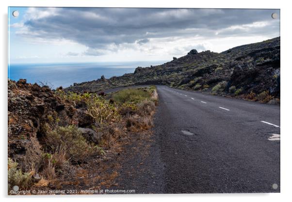 Empty road in a volcanic landscape in the Island of La Palma Acrylic by Juan Jimenez