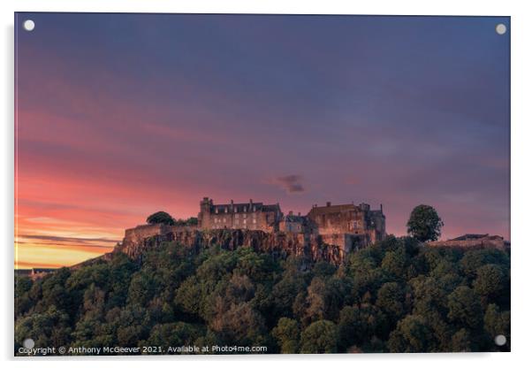 Stirling Castle Sunset  Acrylic by Anthony McGeever