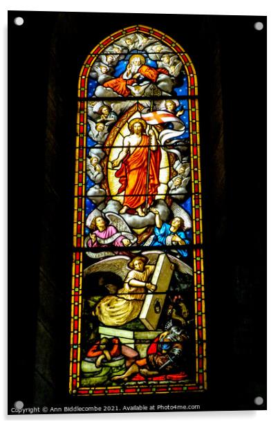Stained glass window in the church at Joinville Acrylic by Ann Biddlecombe