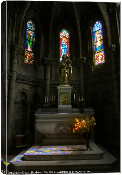 Alter in the church at Joinville Canvas Print by Ann Biddlecombe