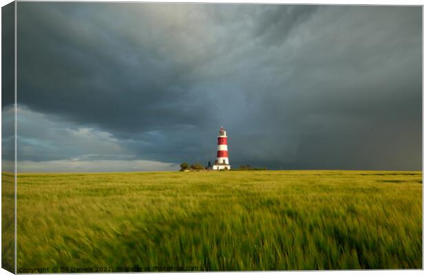 Summer Showers over Happisburgh Lighthouse Canvas Print by Bill Daniels