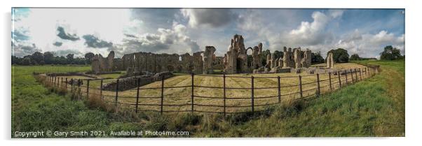 Panorama of Castle Acre Ruins Acrylic by GJS Photography Artist
