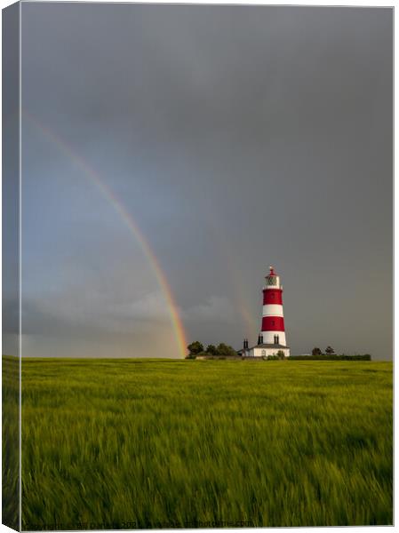 Rainbows over Happisburgh Lighthouse Canvas Print by Bill Daniels