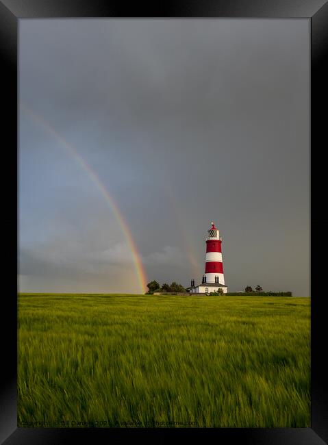 Rainbows over Happisburgh Lighthouse Framed Print by Bill Daniels