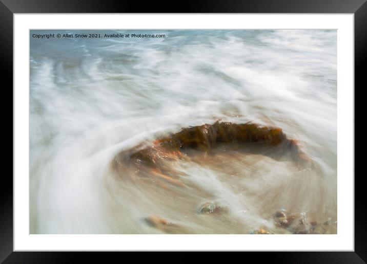 Abstract Seaweed In The Surf - Lyme Regis Beach Framed Mounted Print by Allan Snow