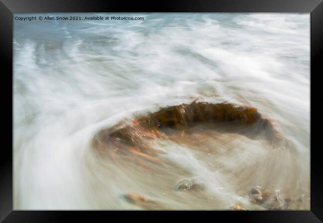 Abstract Seaweed In The Surf - Lyme Regis Beach Framed Print by Allan Snow