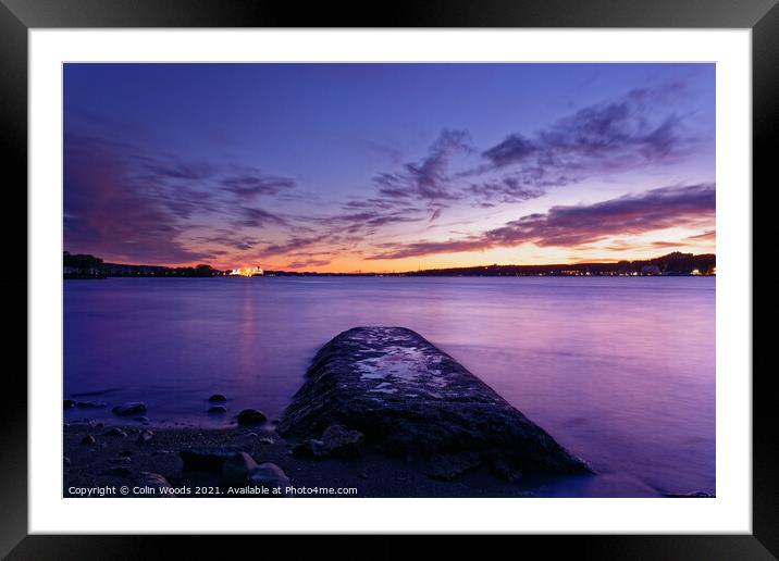 Twilight on the St Lawrence river as seen from Lévis, Quebec, Canada Framed Mounted Print by Colin Woods