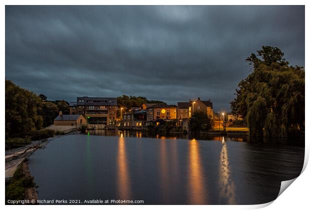 Otley Weir reflections at Twilight Print by Richard Perks