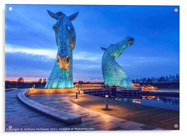 The Kelpies Blue  Acrylic by Anthony McGeever