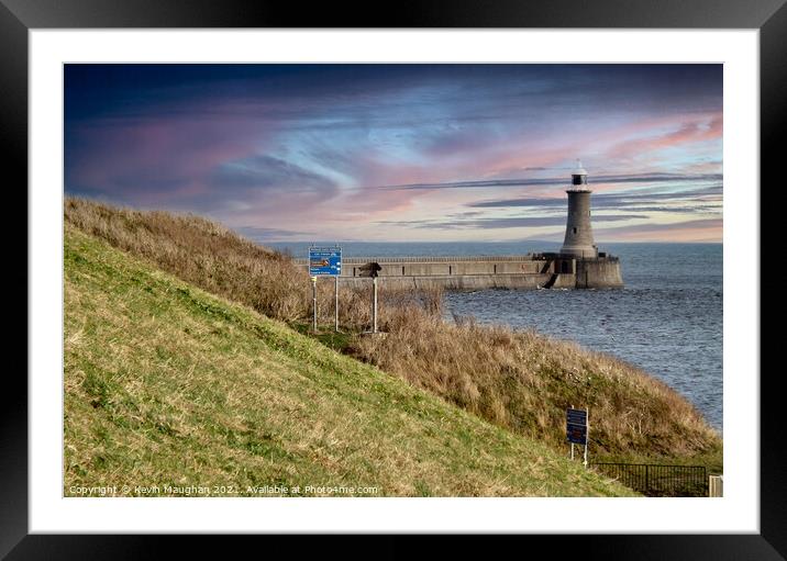 Tynemouth Pier And Lighthouse Framed Mounted Print by Kevin Maughan
