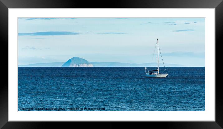 Yacht moored in Carradale Bay Framed Mounted Print by Keith Douglas