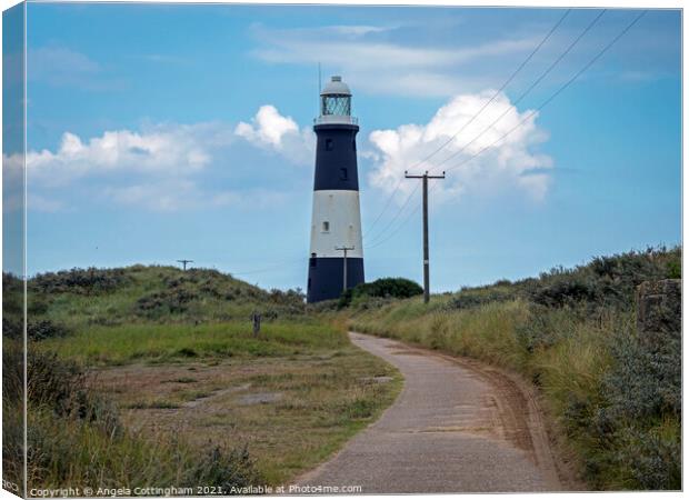Lighthouse at Spurn Point Canvas Print by Angela Cottingham