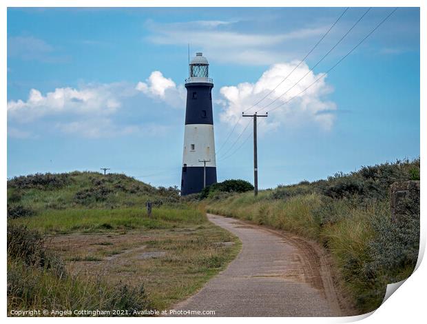 Lighthouse at Spurn Point Print by Angela Cottingham