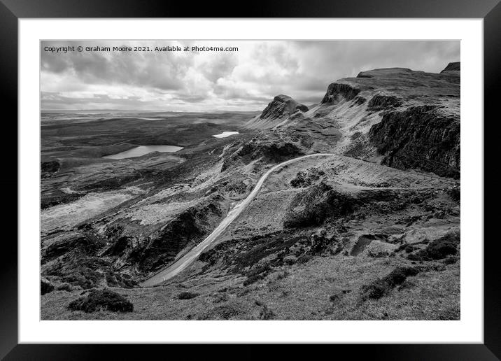The Quiraing looking south monochrome Framed Mounted Print by Graham Moore
