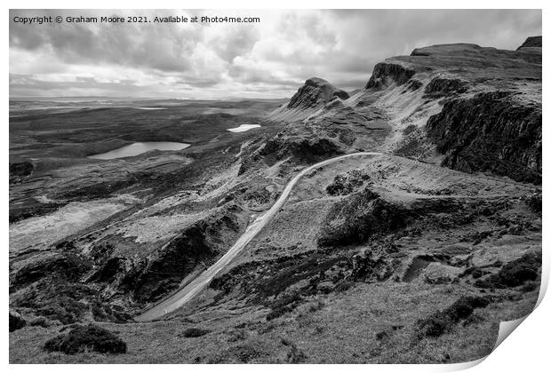The Quiraing looking south monochrome Print by Graham Moore
