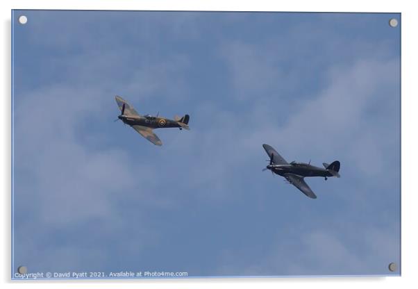 Spitfire And Hurricane  Acrylic by David Pyatt