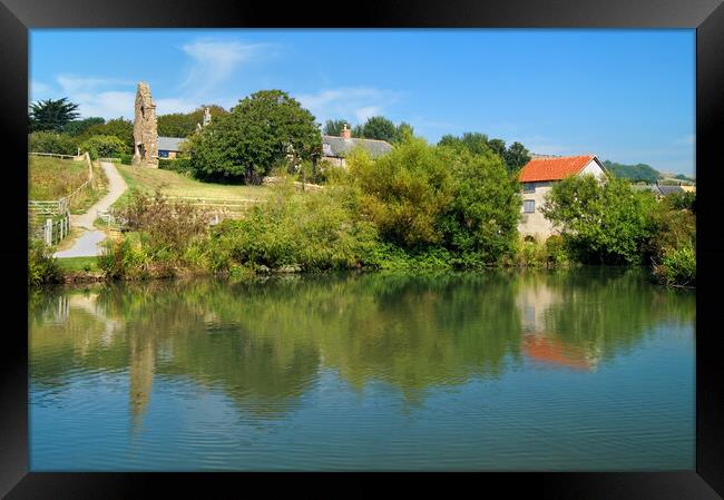 Abbotsbury Abbey Remains and Pond Framed Print by Darren Galpin