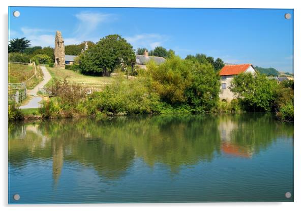 Abbotsbury Abbey Remains and Pond Acrylic by Darren Galpin