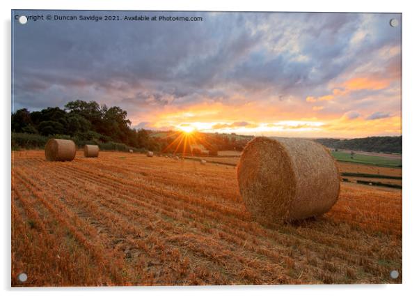 Harvest time sunset Acrylic by Duncan Savidge