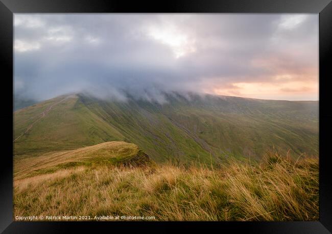 Pen-y-Fan clouds at sunset Framed Print by Patrick Martin