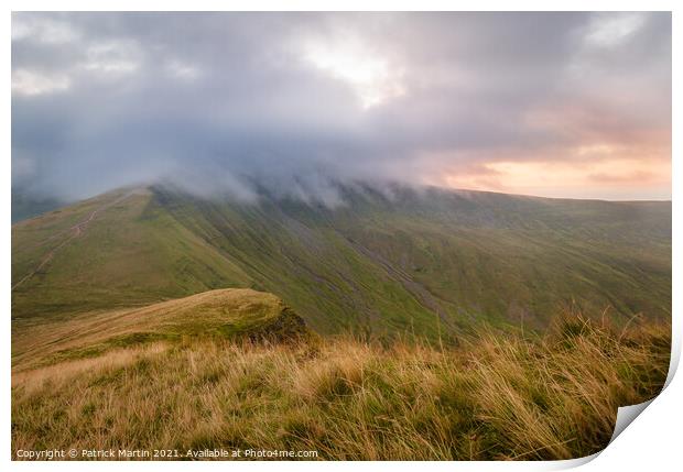 Pen-y-Fan clouds at sunset Print by Patrick Martin