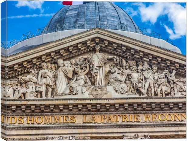 Pantheon Miltary Statesmen Statues Facade Paris France Canvas Print by William Perry
