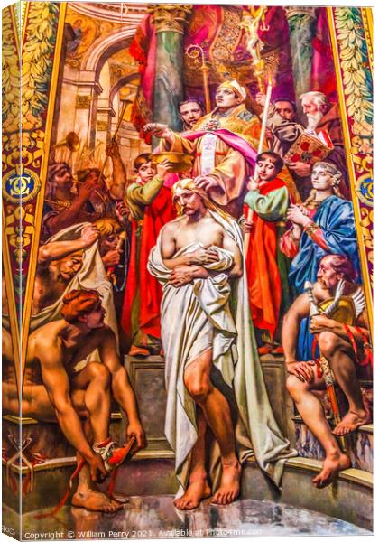 Clovis Baptism Painting Pantheon Basilica Paris France Canvas Print by William Perry